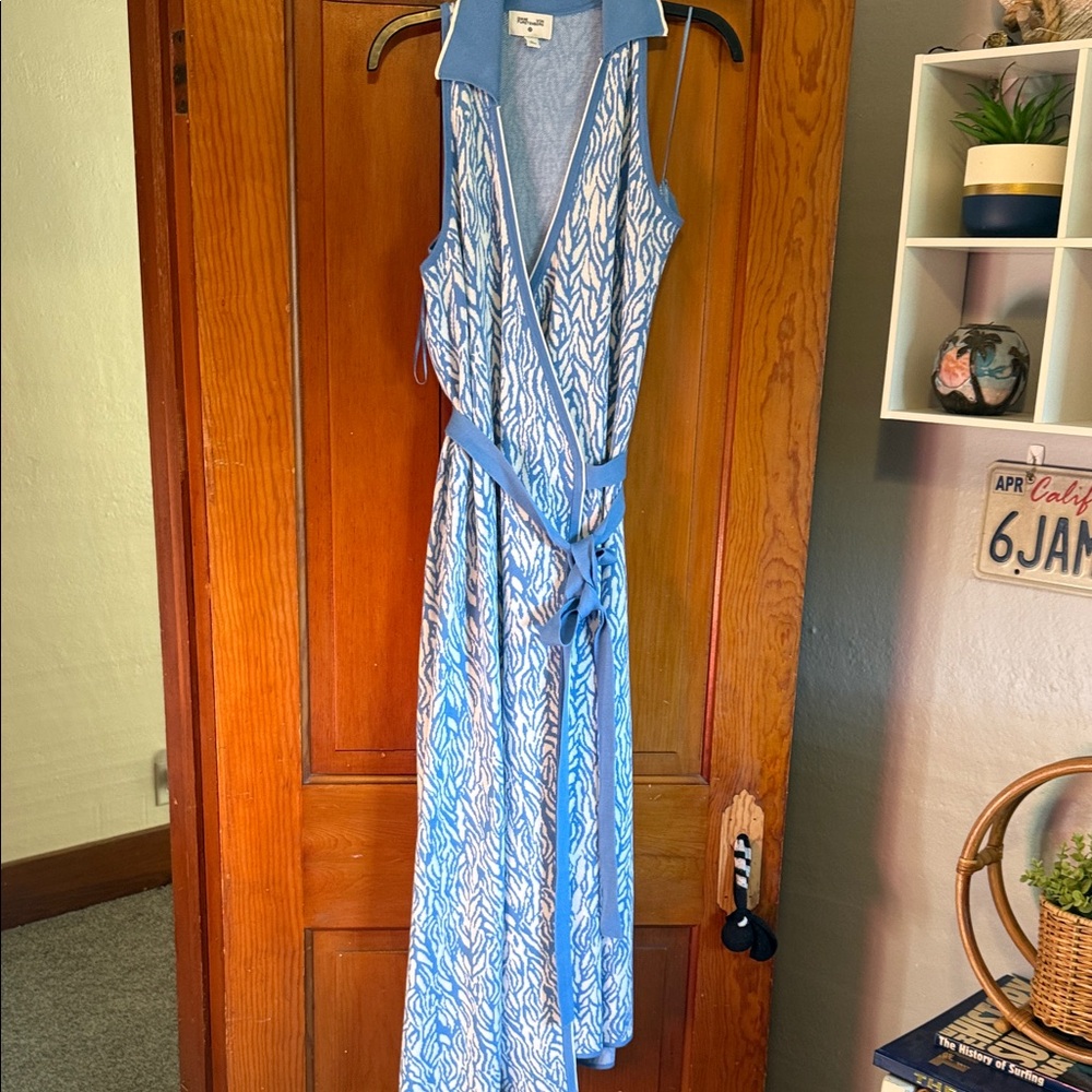 Diane Von Furstenberg Blue and White Maxi Dress